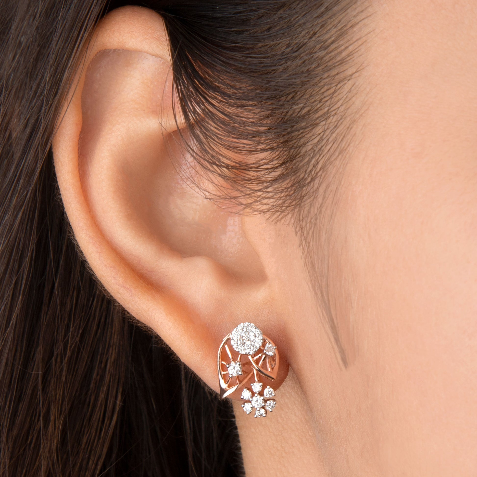 14K Rose Gold Diamond Earrings - 0.62ct VVS-VS-IJ