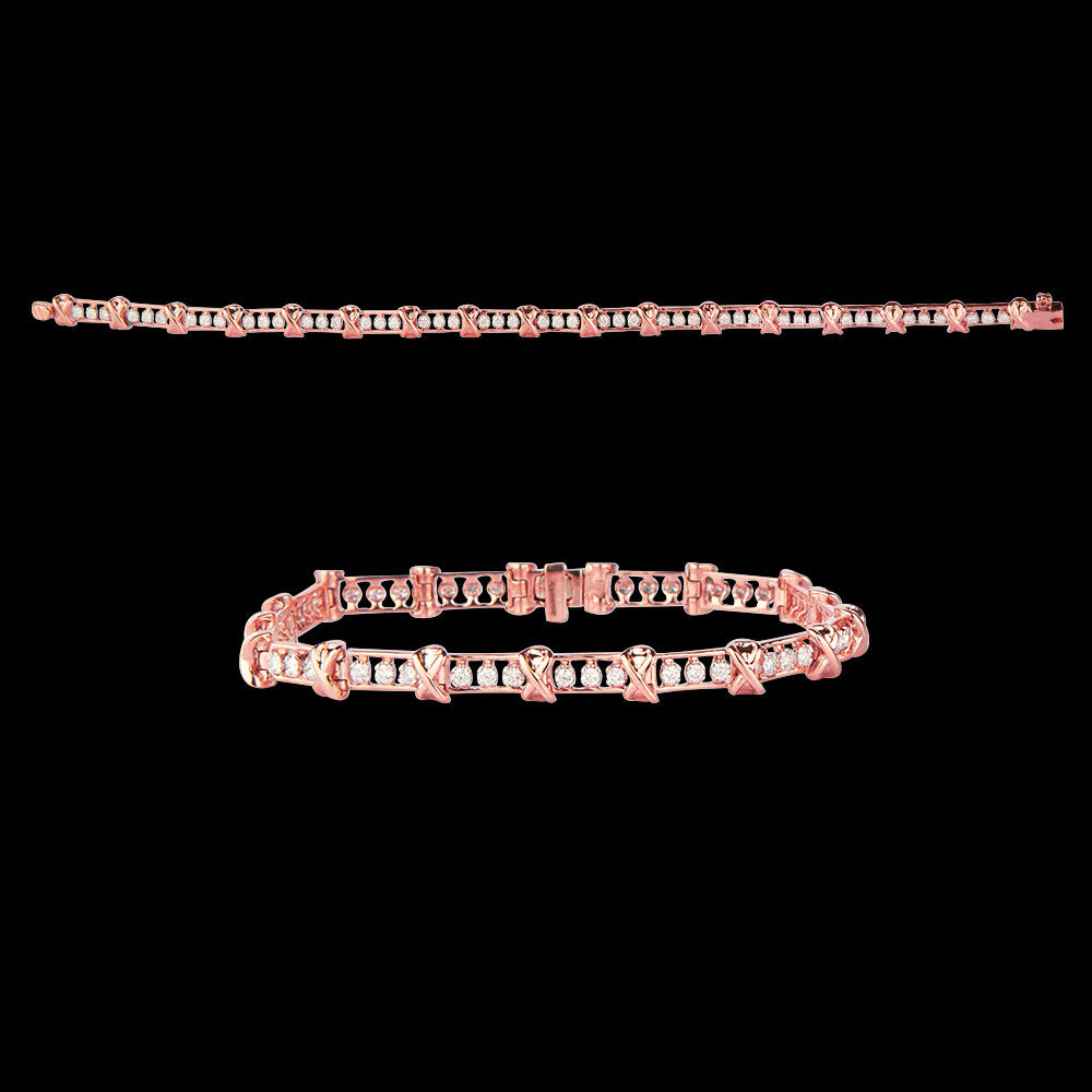 14K Rose Gold Diamond Bracelet - 0.85ct VS-SI-FG