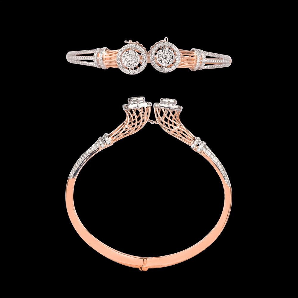 14K Rose Gold Diamond Kada - 1.6ct VVS-VS-GH