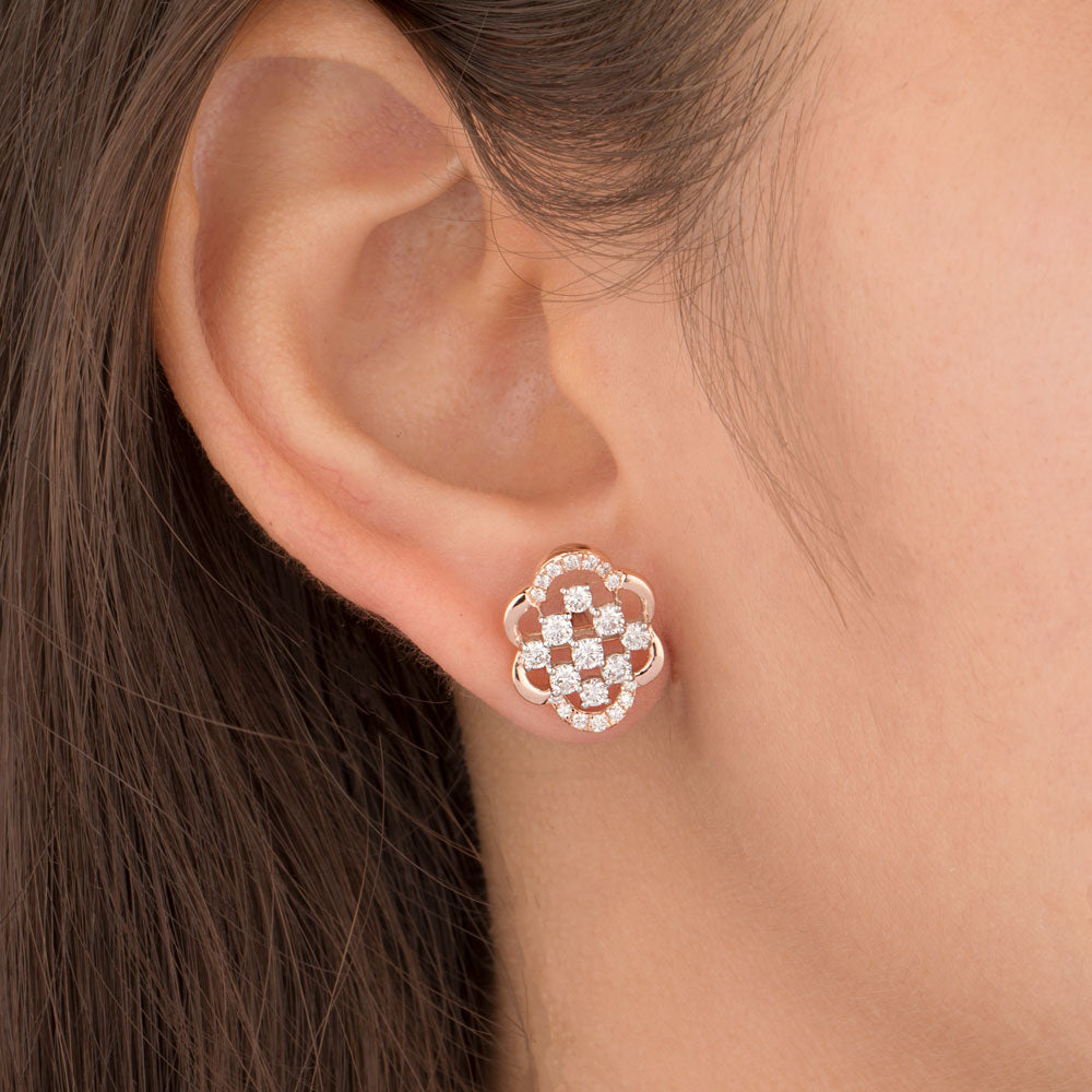 14K Rose Gold Diamond Earrings - 0.95ct VVS-VS-GH