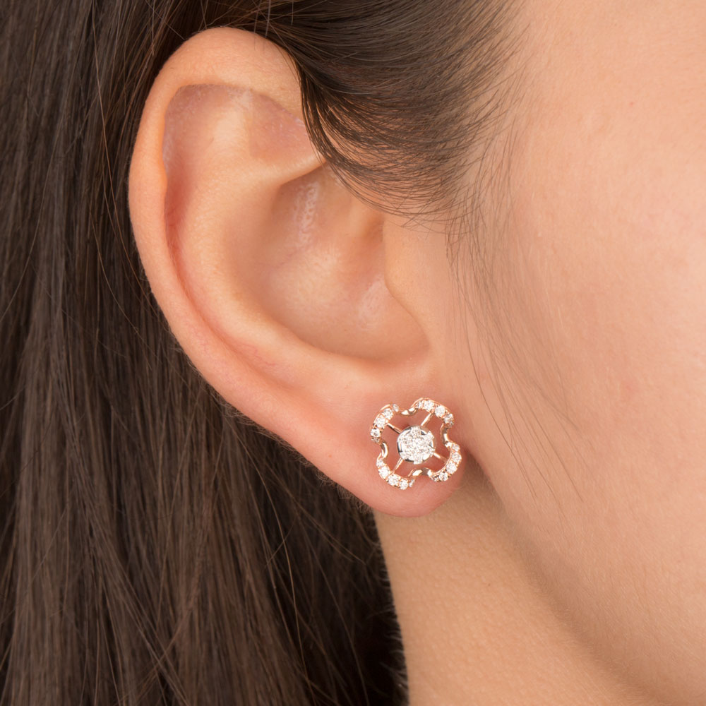 14K Rose Gold Diamond Earrings - 0.38ct VVS-VS-GH