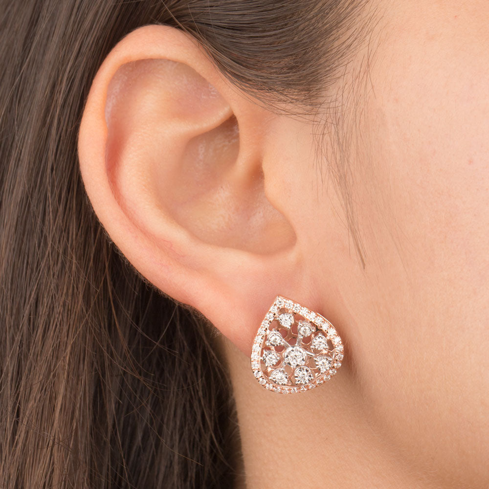 14K Rose Gold Diamond Earrings - 0.82ct VVS-VS-GH