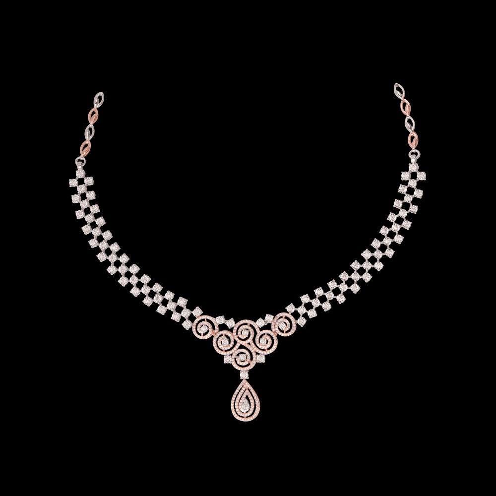 14K Rose Gold Diamond Necklace - 3.1ct VVS-VS-HI