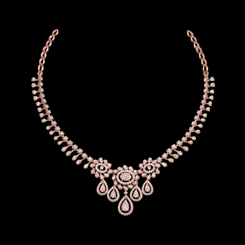 14K Rose Gold Diamond Necklace - 4.99ct VVS-VS-GH