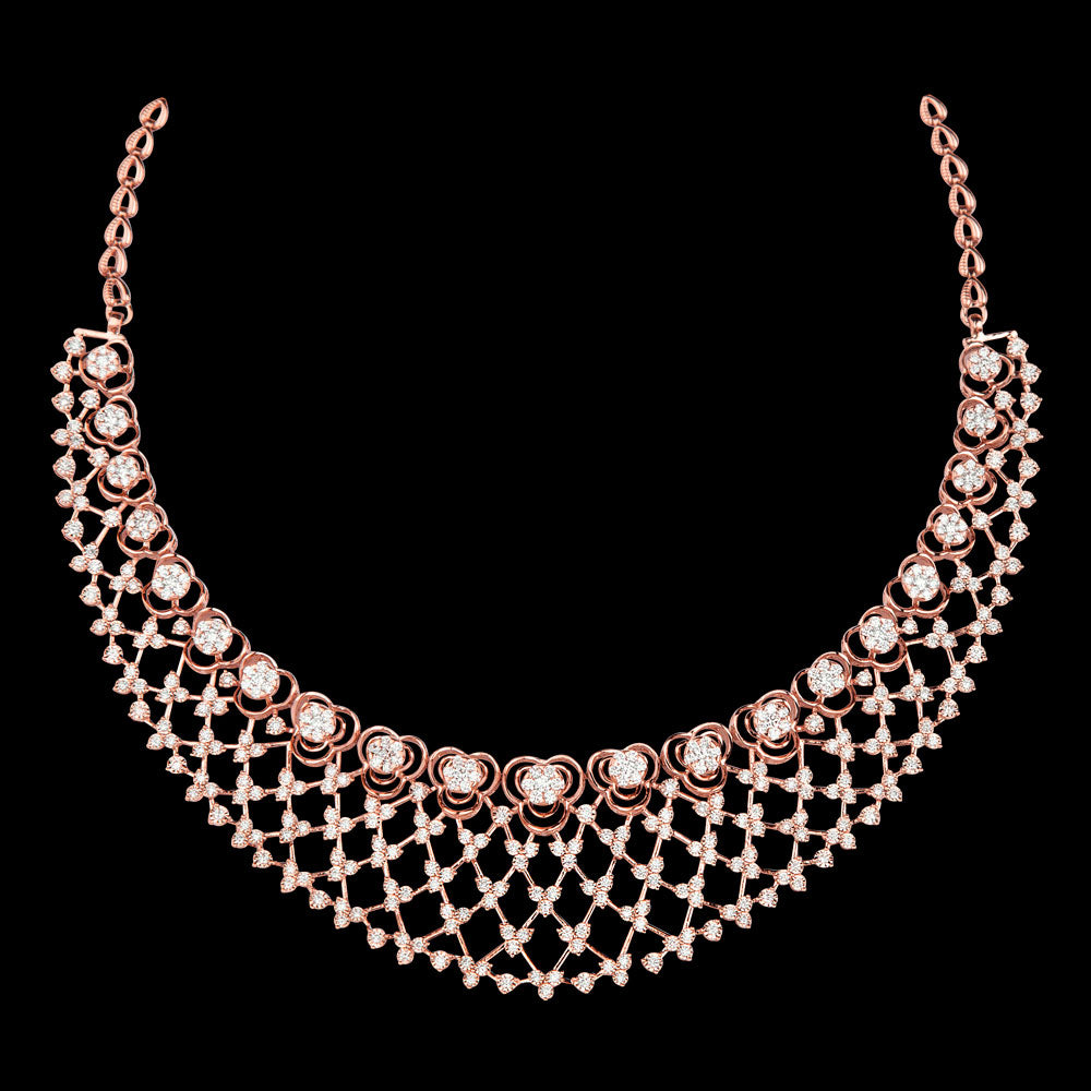18K Rose Gold Diamond Necklace - 4.97ct VVS-VS-GH