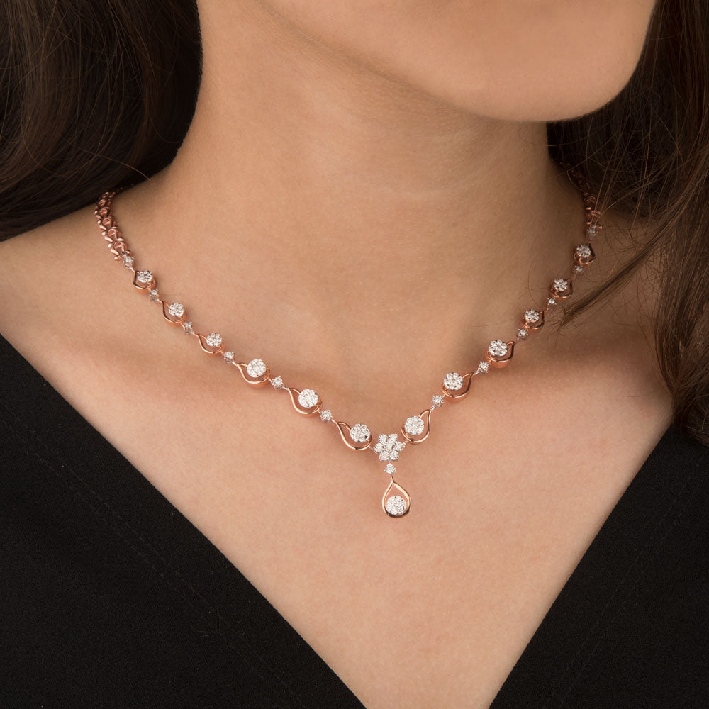 14K Rose Gold Diamond Necklace - 1.8ct VVS-VS-GH