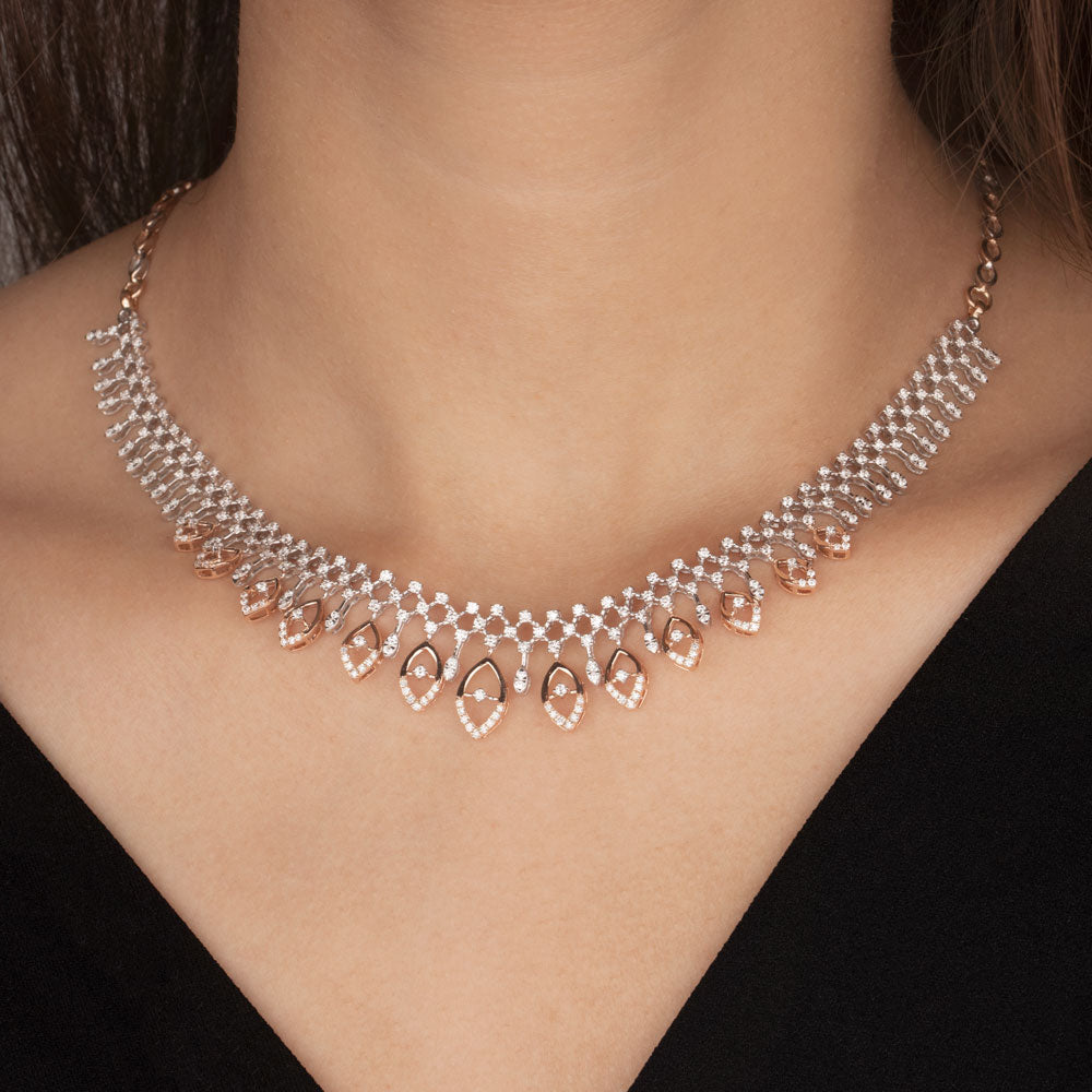 14K Rose Gold Diamond Necklace - 3.06ct VS-SI-FG