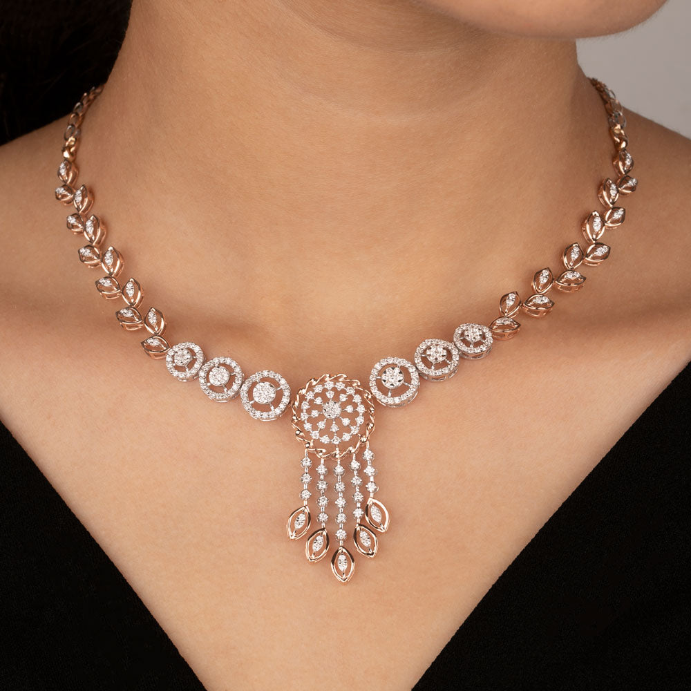 14K Rose Gold Diamond Necklace - 2.64ct VS-SI-FG