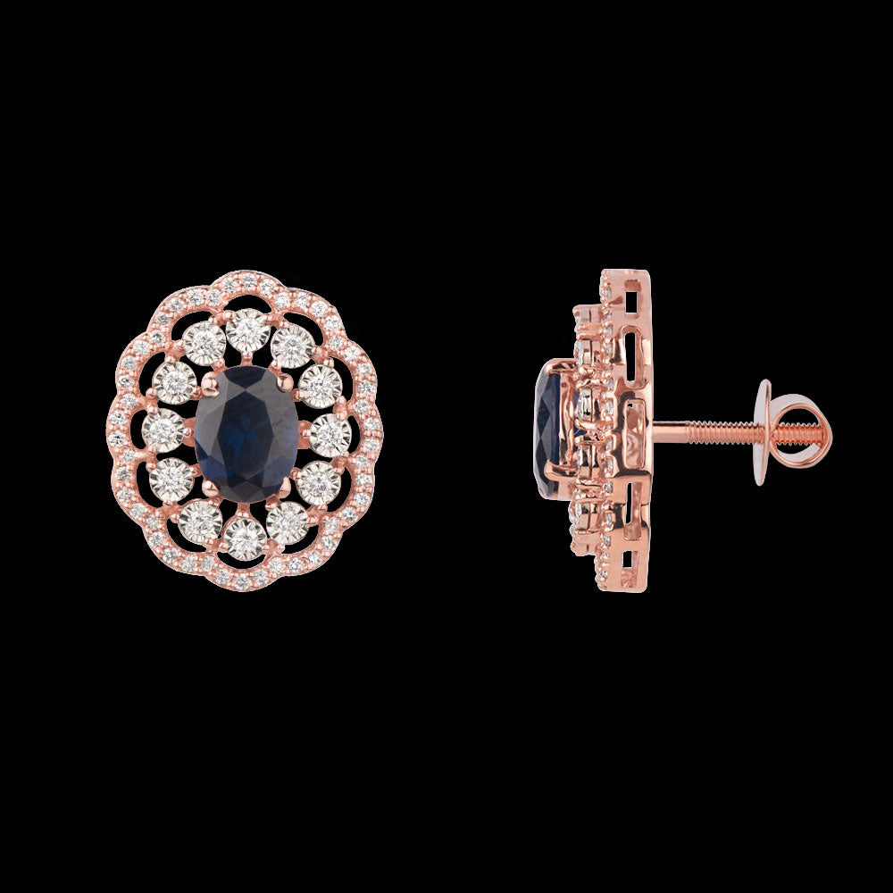 14K Rose Gold Diamond Jewellery - 0.71ct VVS-VS-GH with Colour Stones