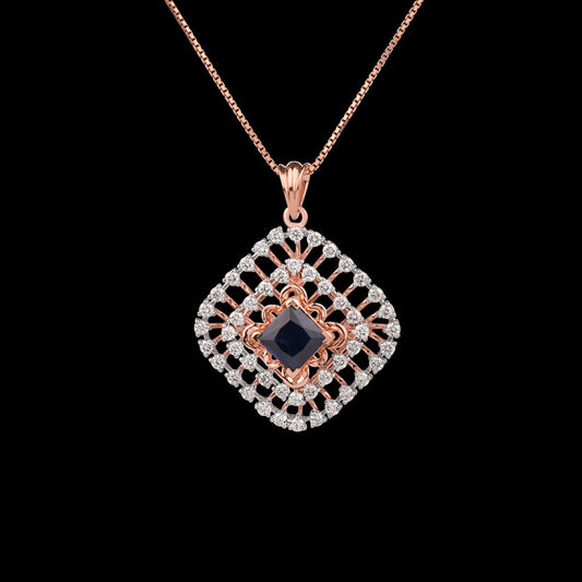 18K Rose Gold Diamond Pendant - 1.4ct VVS-VS-GH with Colour Stones