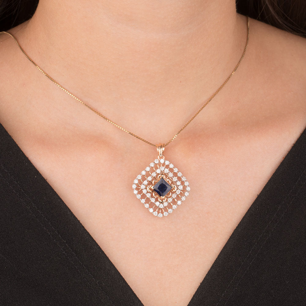 18K Rose Gold Diamond Pendant - 1.4ct VVS-VS-GH with Colour Stones