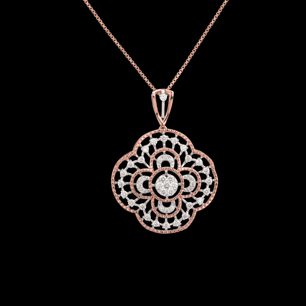 14K Rose Gold Diamond Pendant - 0.84ct VVS-VS-GH