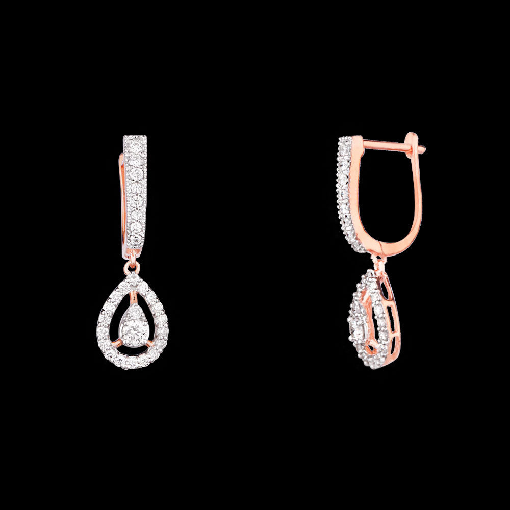 14K Rose Gold Diamond Earrings - 0.65ct VS-SI-HI