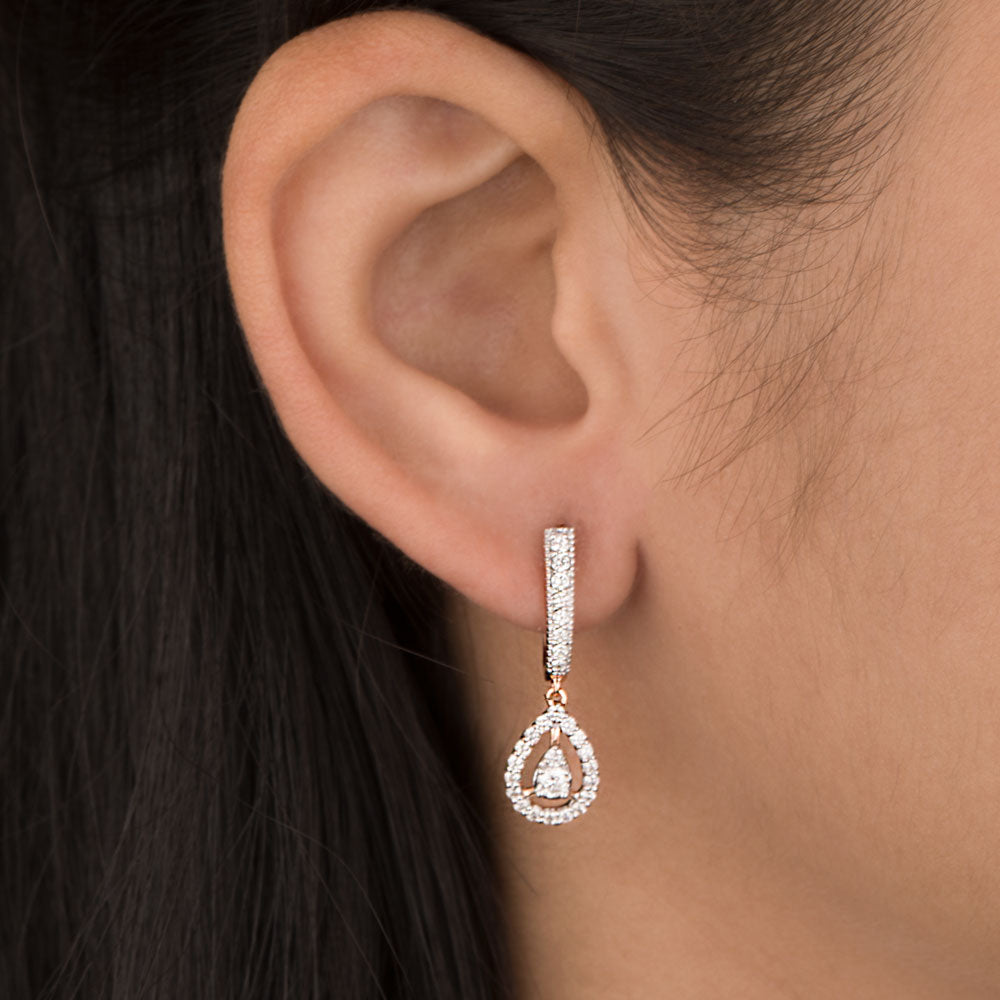 14K Rose Gold Diamond Earrings - 0.65ct VS-SI-HI