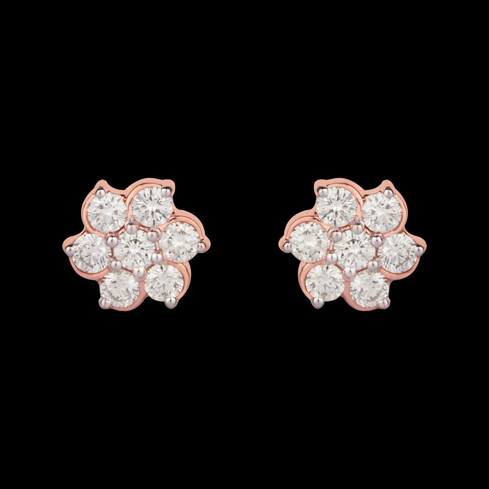 14K Rose Gold Diamond Earrings - 1ct VVS-VS-HI
