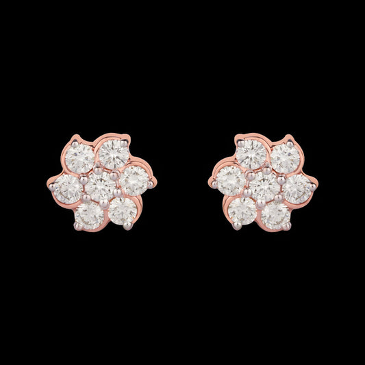 14K Rose Gold Diamond Earrings - 1ct VVS-VS-HI