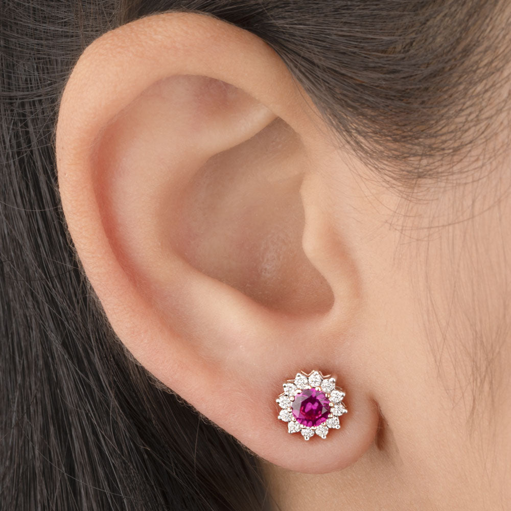 14K Rose Gold Diamond Earrings - 0.26ct VVS-VS-HI with Colour Stones