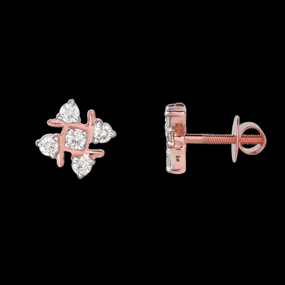 14K Rose Gold Diamond Earrings - 0.2ct VS-GH