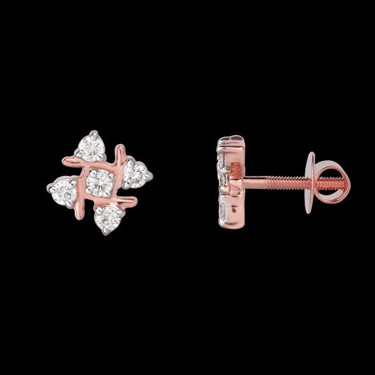 14K Rose Gold Diamond Earrings - 0.2ct VS-GH