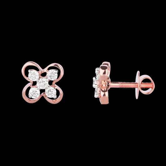 14K Rose Gold Diamond Earrings - 0.3ct VS-GH