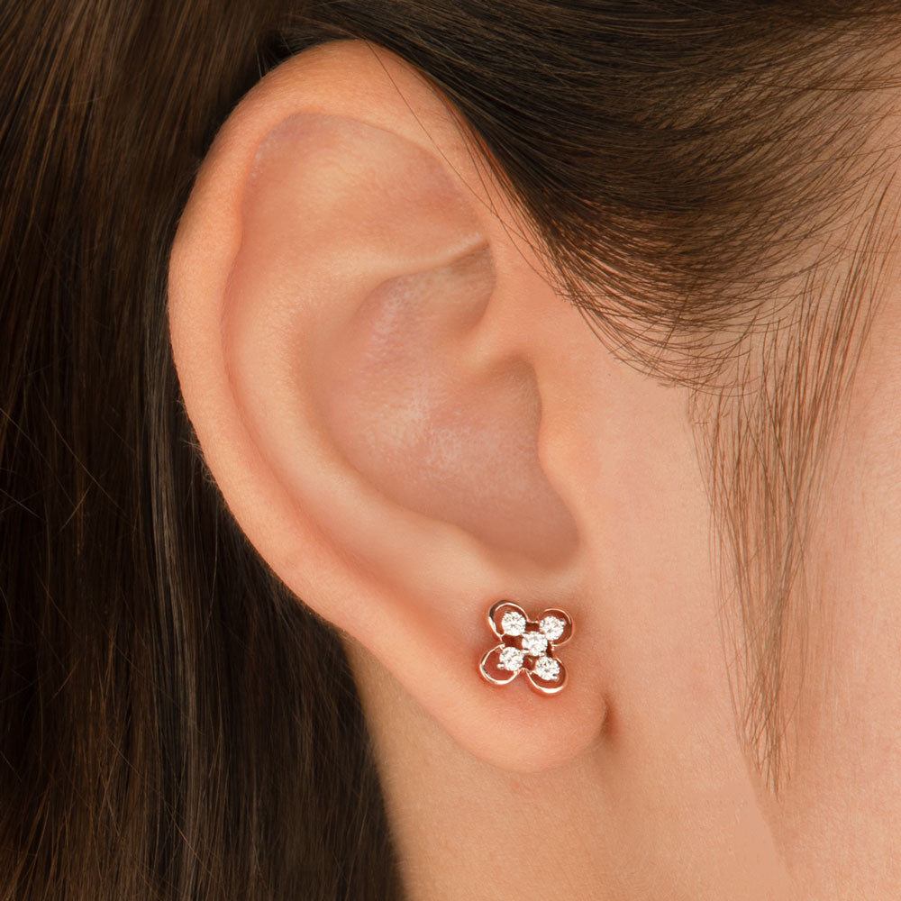 14K Rose Gold Diamond Earrings - 0.3ct VS-GH