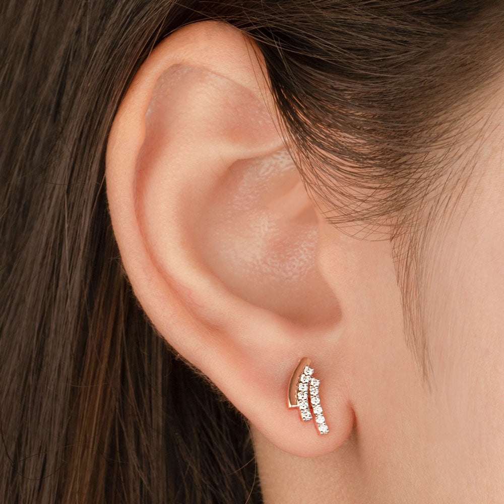 14K Rose Gold Diamond Earrings - 0.19ct VVS-VS-GH