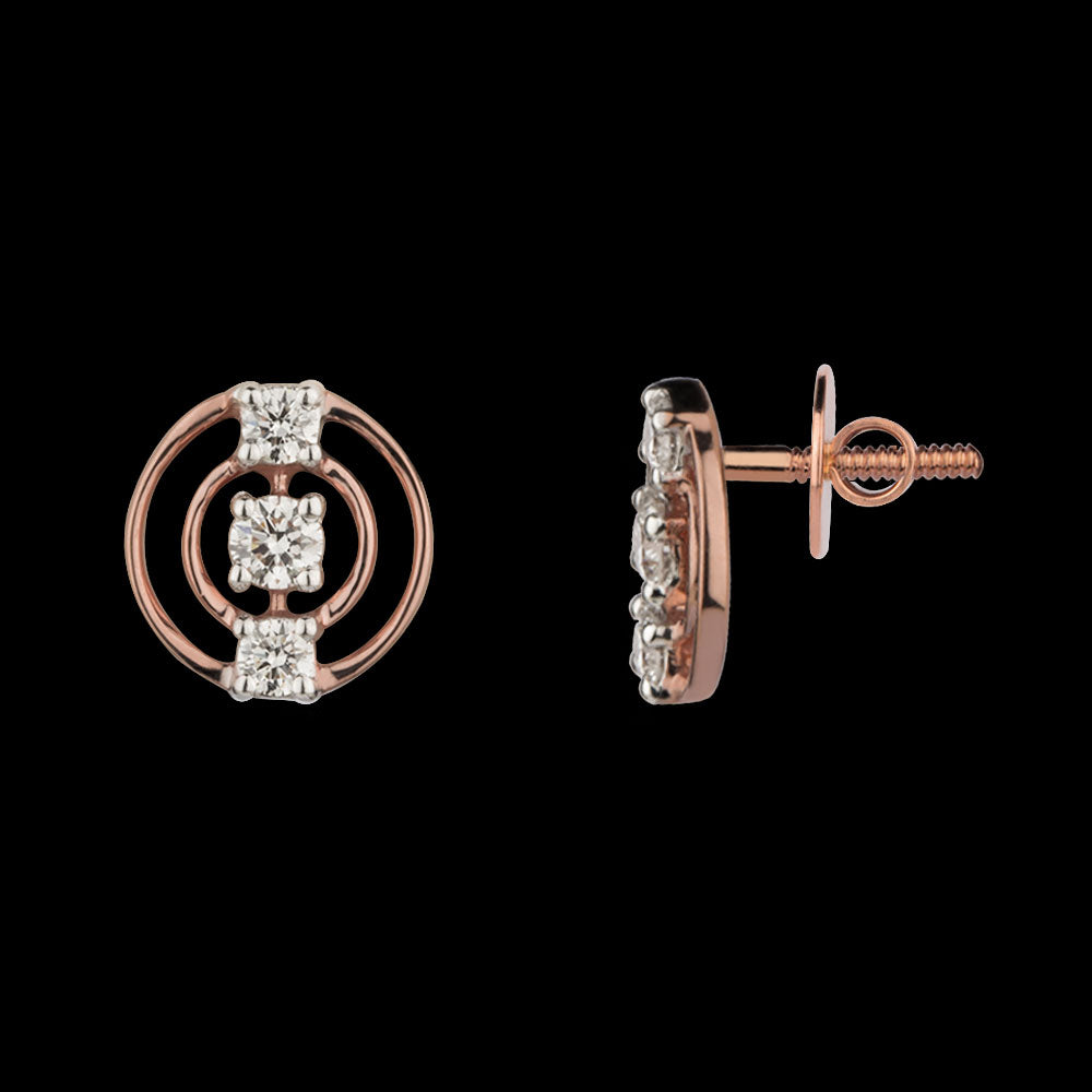 18K Rose Gold Diamond Earrings - 0.18ct VVS-FG
