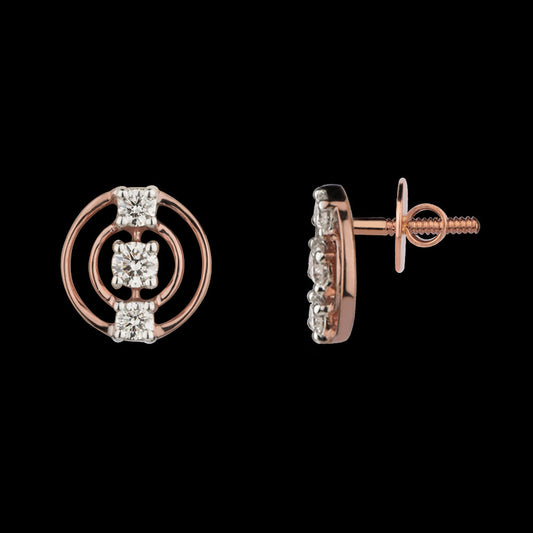 18K Rose Gold Diamond Earrings - 0.18ct VVS-FG