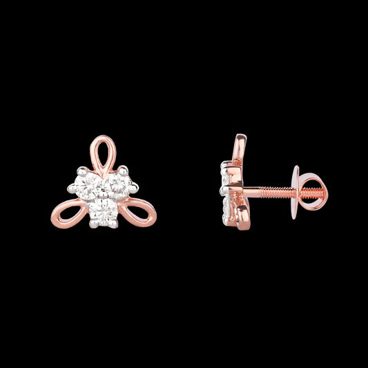 14K Rose Gold Diamond Earrings - 0.18ct VVS-VS-GH