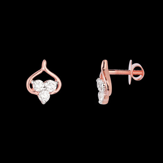 14K Rose Gold Diamond Earrings - 0.12ct VVS-VS-GH
