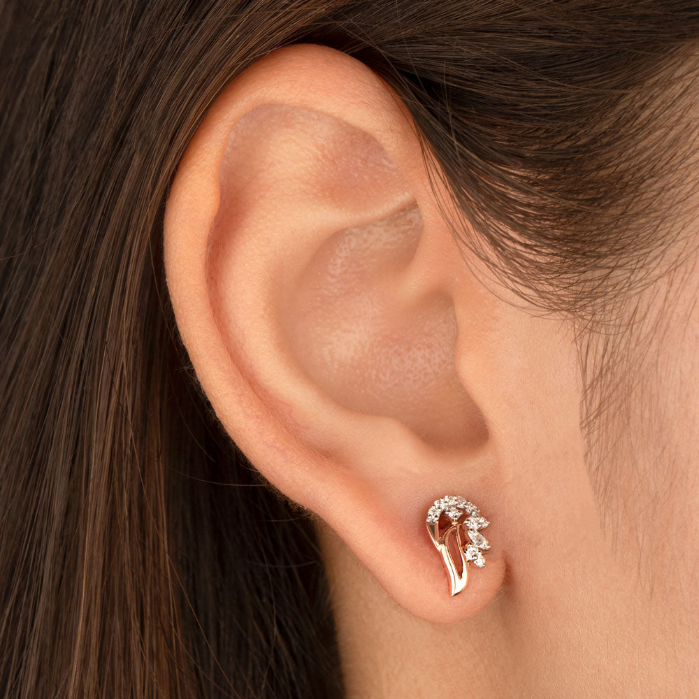 14K Rose Gold Diamond Earrings - 0.19ct VVS-VS-GH