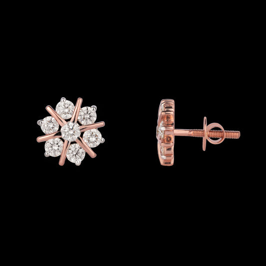 14K Rose Gold Diamond Earrings - 1ct VVS-VS-HI