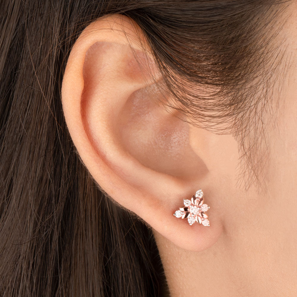 14K Rose Gold Diamond Earrings - 0.33ct VVS-VS-HI