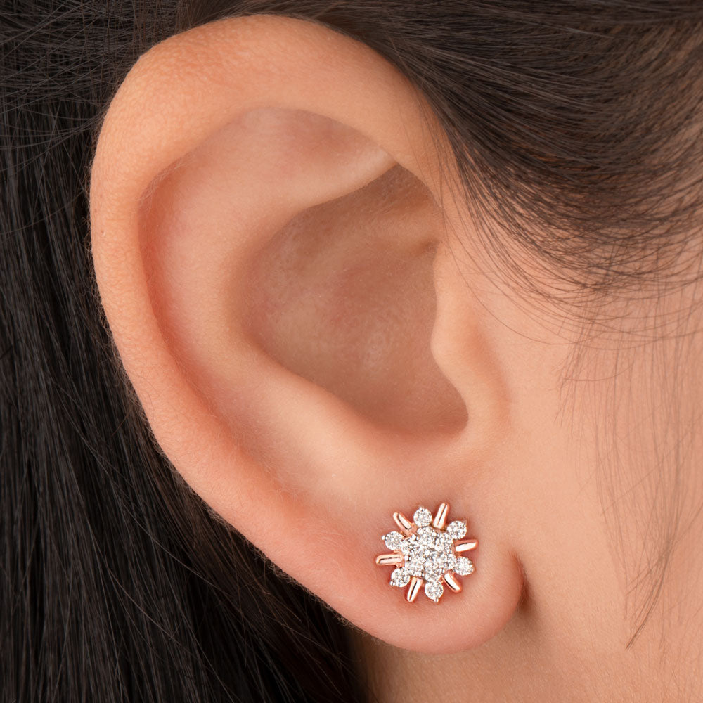 18K Rose Gold Diamond Earrings - 0.38ct VVS-VS-GH