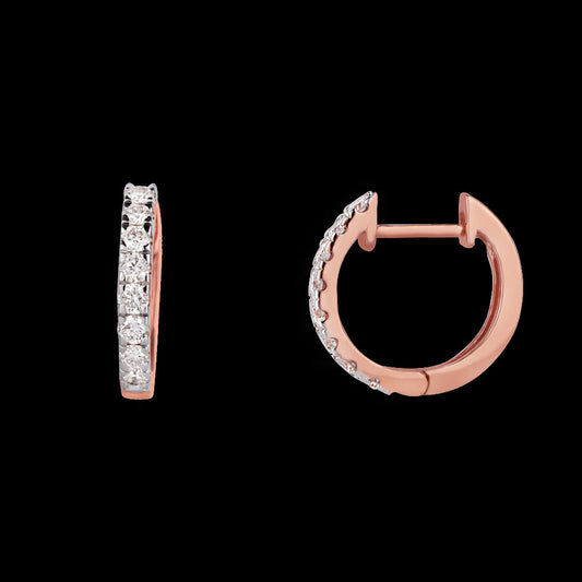 14K Rose Gold Diamond Earrings - 0.35ct VVS-VS-GH