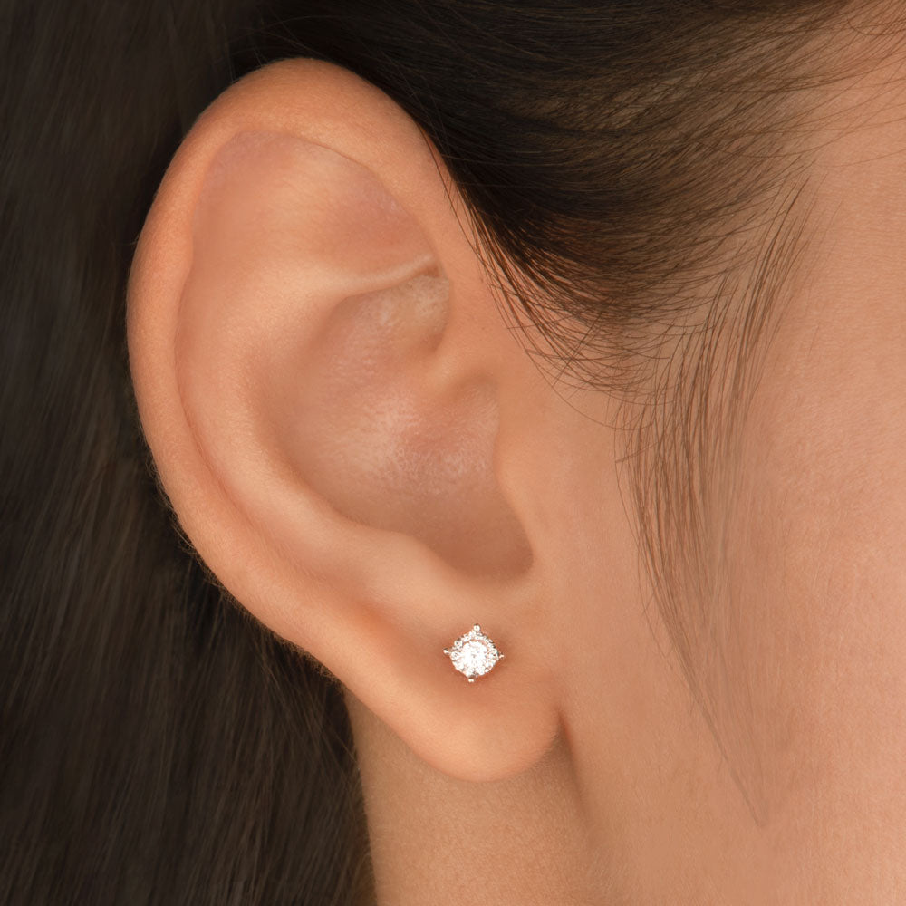 14K Rose Gold Diamond Earrings - 0.12ct VVS-VS-GH