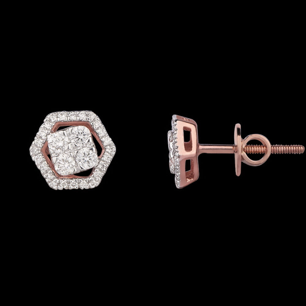 14K Rose Gold Diamond Earrings - 0.35ct VVS-VS-GH
