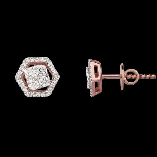 14K Rose Gold Diamond Earrings - 0.35ct VVS-VS-GH