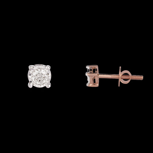 14K Rose Gold Diamond Earrings - 0.16ct VVS-VS-HI