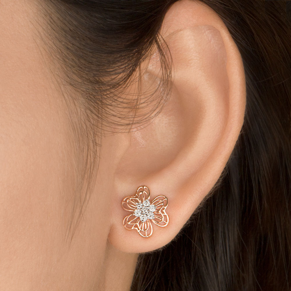14K Rose Gold Diamond Earrings - 0.29ct VVS-VS-GH
