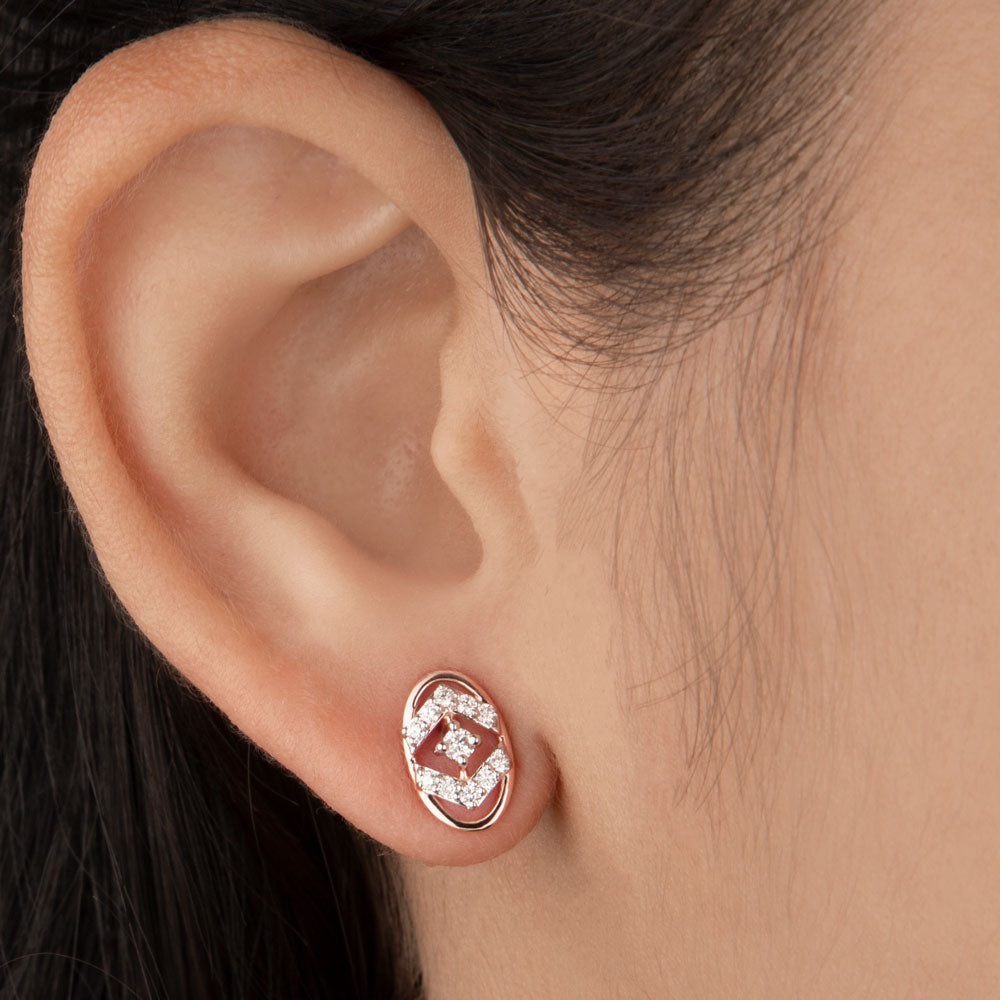 14K Rose Gold Diamond Earrings - 0.24ct VVS-VS-HI