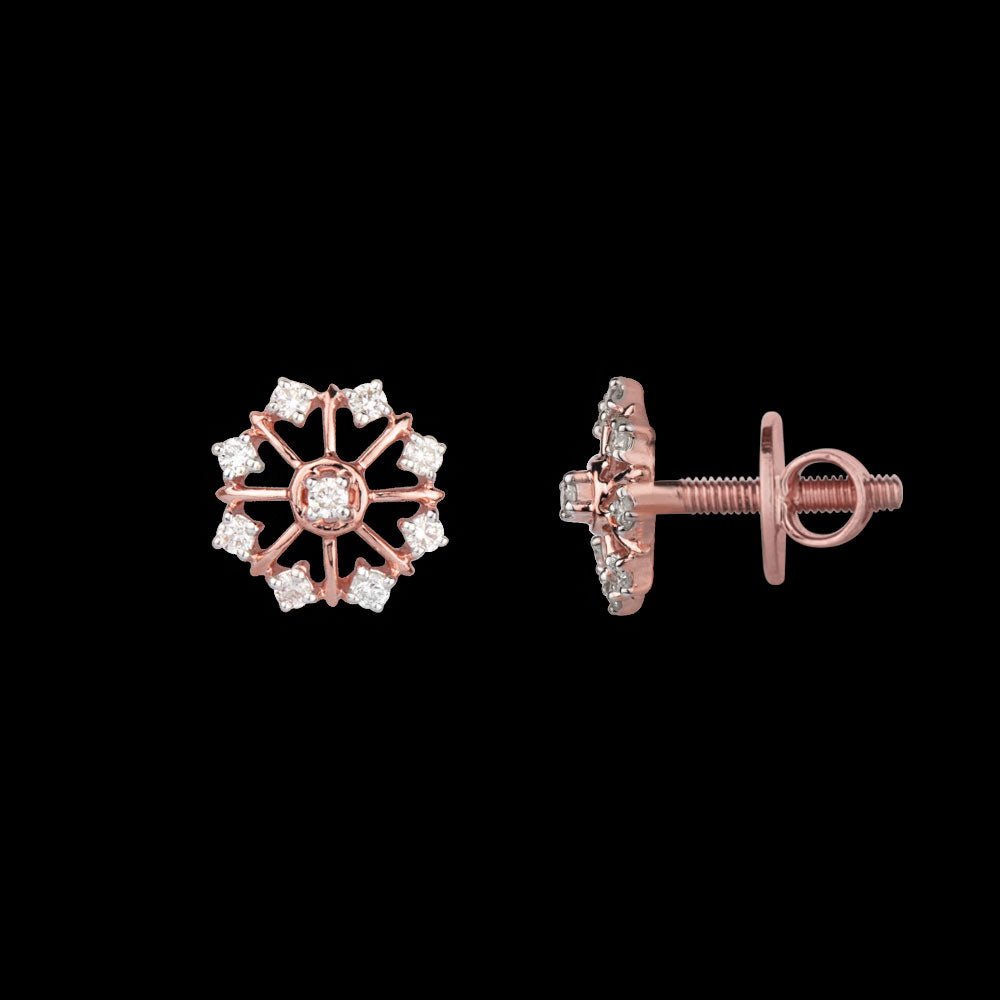 18K Rose Gold Diamond Earrings - 0.22ct SI-GH