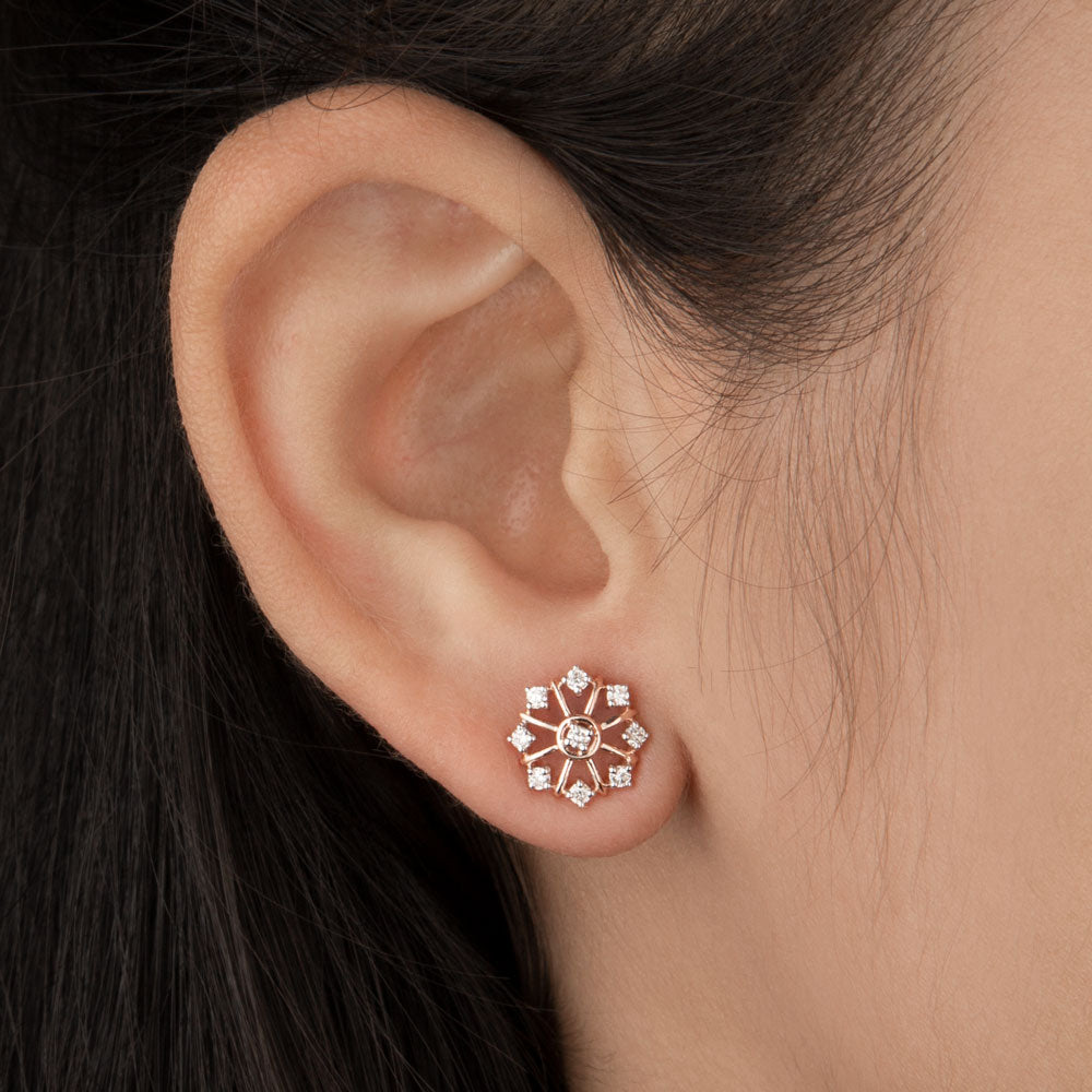 18K Rose Gold Diamond Earrings - 0.22ct SI-GH