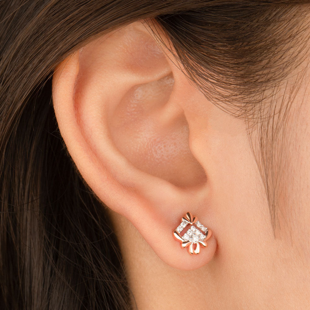 14K Rose Gold Diamond Earrings - 0.18ct VS-HI