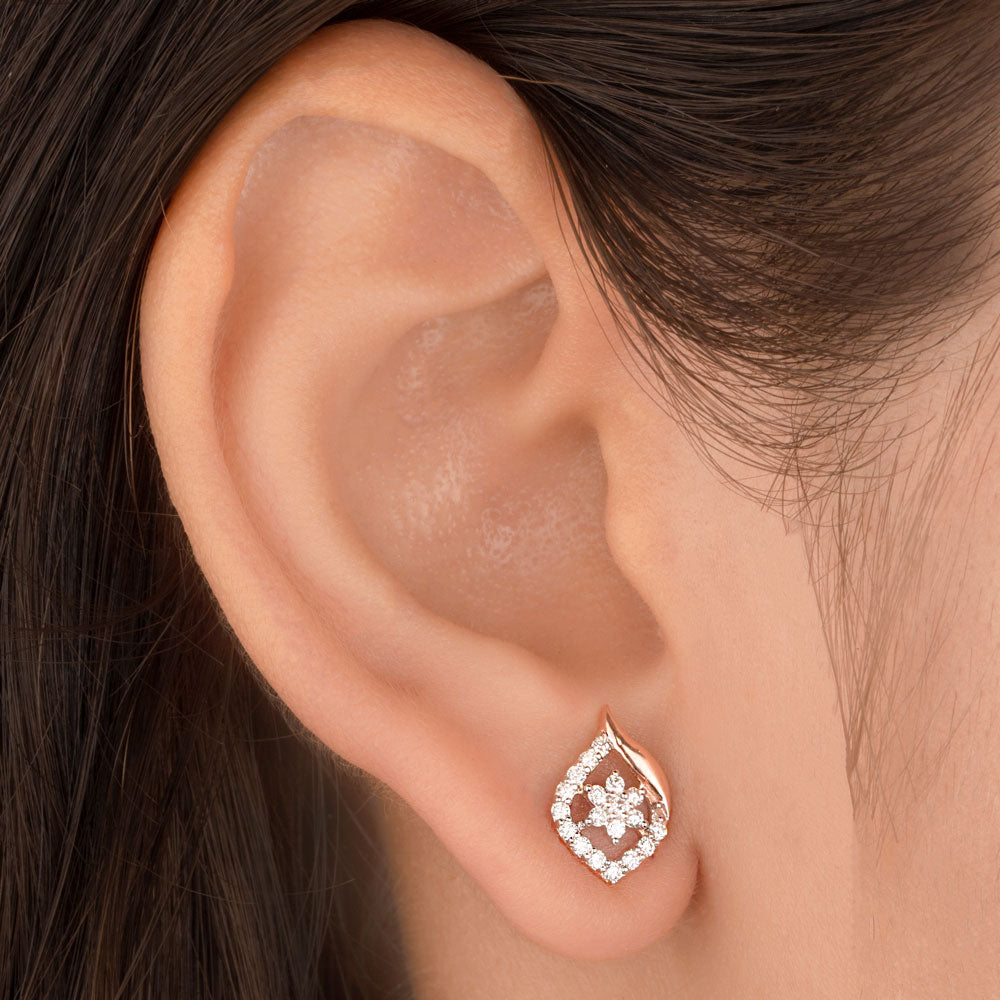 14K Rose Gold Diamond Earrings - 0.3ct VS-SI-FG