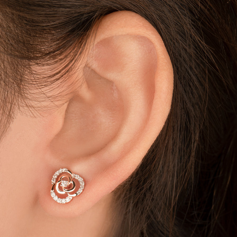 14K Rose Gold Diamond Earrings - 0.18ct VVS-VS-HI