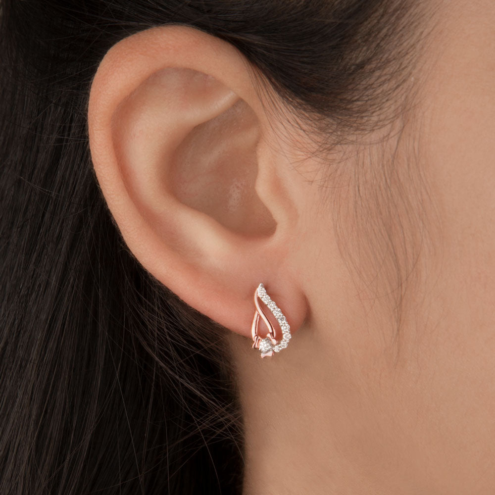 14K Rose Gold Diamond Earrings - 0.19ct VS-SI-FG