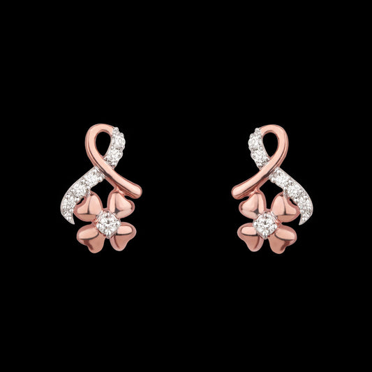 14K Rose Gold Diamond Earrings - 0.11ct VS-SI-FG