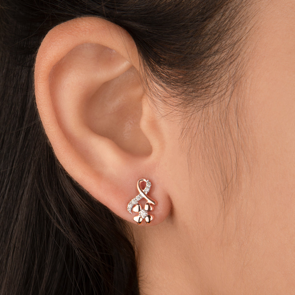 14K Rose Gold Diamond Earrings - 0.11ct VS-SI-FG