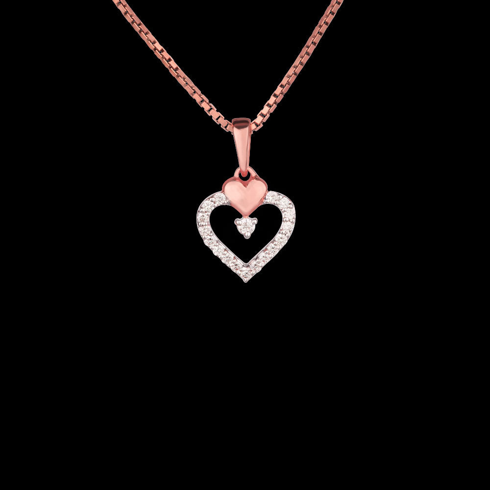 14K Rose Gold Diamond Pendant - 0.1ct SI-GH